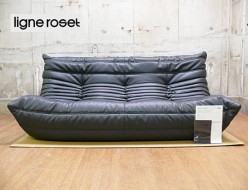 【ligne roset】リーン・ロゼ トーゴ TOGO 3人掛けソファ ブラック 本革 レザー 出張買取 東京都中央区