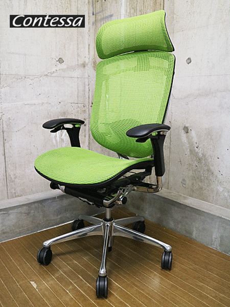 【OKAMURA】オカムラ コンテッサ チェア ヘッドレストタイプ 公式の限定商品 オカムラ コンテッサ スタンダードメッシュ CM91AB FBH8 2015年製 デスクチェア