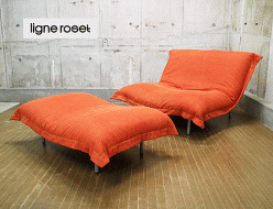 【ligne roset】リーン・ロゼ CALIN カラン ギャッジ付き 1人掛けソファ&オットマン オレンジ パスカル・ムールグ 出張買取 東京都杉並区