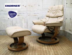 【Ekornes】エコーネス Reno レノ 本革 ストレスレスチェア&オットマン Sサイズ ベージュ 出張買取 東京都杉並区