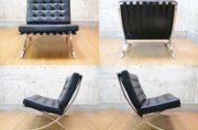 Knoll】ノール バルセロナチェア 黒革 ミース・ファン・デル・ローエ