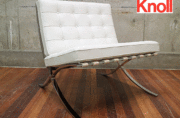 バルセロナチェアー　Knoll の本物　超美品 Knoll ノル Barcelona バルセロナ チェア & オットマン 黒本革