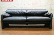 Cassina】カッシーナ MARALUNGA マラルンガ 黒総革 2人掛けワイド
