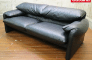 Cassina】カッシーナ MARALUNGA マラルンガ 黒総革 2人掛けワイド
