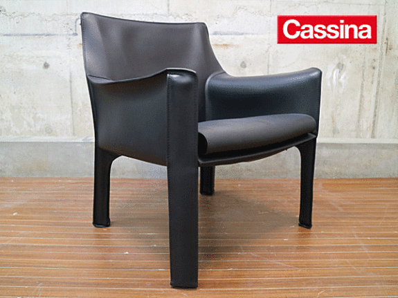 【Cassina】カッシーナ 414 CAB キャブ ラウンジアームチェア 黒総革 出張買取 東京都港区 | ブランド家具買取は東京の