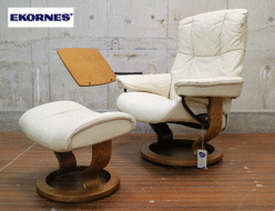 【Ekornes】エコーネス Mayfair メイフェア 本革 ストレスレスチェア&オットマン Mサイズ コンピューターテーブル付き 出張買取 東京都江東区