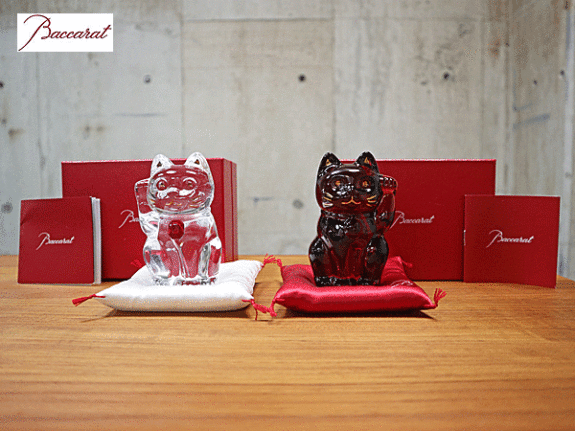 Baccarat】バカラ ラッキーキャット Lucky Cat ペア 招き猫 レッド