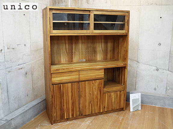本物の美品 ウニコ ブレス unico キッチンボード BREATH 食器棚OC196