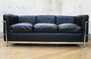 IDC大塚家具】グラン・コンフォール LC2 黒総革 3人掛けソファ ル