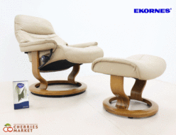 【Ekornes】エコーネス サンライズ ストレスレスチェア&オットマン クラシック リクライニングチェア 牛革 Mサイズ 出張買取 東京都杉並区