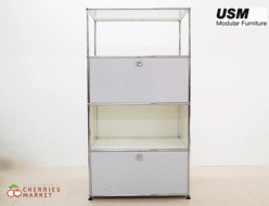 【USM Haller System】USMハラーシステム 1列4段 キャビネット/シェルフ ピュアホワイト×ライトグレー 出張買取 東京都目黒区