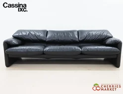 【Cassina】カッシーナ 675 MARALUNGA マラルンガ 黒総革 3人掛けソファ ヴィコ マジストレッティ 出張買取 東京都新宿区