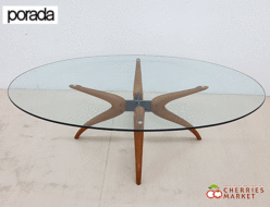 【porada】ポラダ ACTUS アクタス DENUO OVAL LIVING TABLE デヌオ オーバル リビングテーブル/センターテーブル/ガラステーブル チェリー材 出張買取 東京都港区