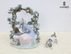 【LLADRO】リヤドロ 陶器人形 ポーセリン 女性 ガーデンアーチ/犬 ドッグ フィギュリン オブジェ 2個セット 出張買取 東京都渋谷区