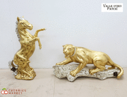 【Valle d’Oro Patchi】セラミック 陶器 パンサー&ホース オブジェ/置物 2個セット イタリア 出張買取 東京都渋谷区