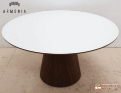 【ARMONIA】アルモニア PIANE 1350 円形 ダイニングテーブル/ラウンドテーブル ガラス×ウォールナット 出張買取 東京都目黒区