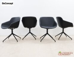 【BoConcept】ボーコンセプト VIENNA ヴィエンナ ダイニングチェア/アームチェア 4脚セット 黒革 回転ベース付 出張買取 東京都新宿区
