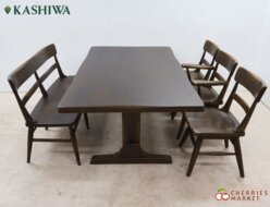 【柏木工】KASHIWA wilderness ウィルダネス KT15 ダイニングテーブル＆K232 回転アームレスチェア＆K233 回転アームチェア＆K136 ベンチ ダイニング5点セット 出張買取 東京都台東区