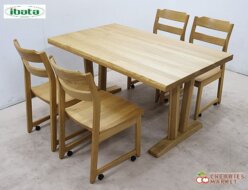 【ibata interior】イバタ インテリア ダイニングテーブル＆キャメル ダイニングチェア キャスター付 ダイニング5点セット 飛騨家具 出張買取 東京都中央区