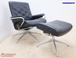 【Ekornes】エコーネス Stressless Metro ストレスレス メトロ ローバック スターベース Mサイズ リクライニングチェア&オットマン レザー/革 出張買取 東京都杉並区