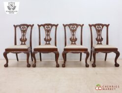 【Scarborough House】スカボローハウス IDC大塚家具 ダイニングチェア/アームレスチェア チッペンデール様式 彫刻 4脚セット 出張買取 埼玉県朝霞市