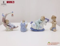 【LLADRO/NAO】リヤドロ/ナオ 陶器人形 ポーセリン 「スイートベイビー」＆「お月さまのベッド」＆「お祈りの時間」＆「木馬でお昼寝」 オブジェ/フィギュリン 赤ちゃん 子供 4点セット 出張買取 東京都大田区