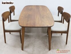 【Karimoku】カリモク ダイニングテーブル DF5709 ダイニングテーブル ＆ CW56 食堂椅子 ダイニングチェア/アームレスチェア ダイニング5点セット 出張買取 東京都大田区