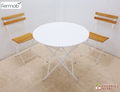 【Fermob】フェルモブ SEMPRE センプレ Bistro ビストロ テーブル＆ナチュラルチェア ウッドシート ガーデンチェア 折りたたみ 全天候型家具 3点セット 出張買取 東京都港区